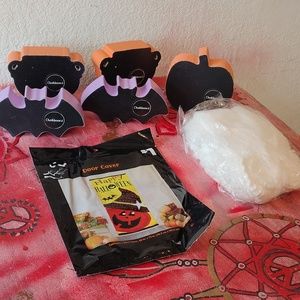 Halloween Lot: Chalkboard Bats, Cauldrons, Pumpkin. Cobweb & Door Cover